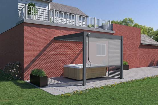 Ombrea - Pergola bioclimatique adossée anthracite - 300 x 300 x H. 258 cm Ombréa - Image 4