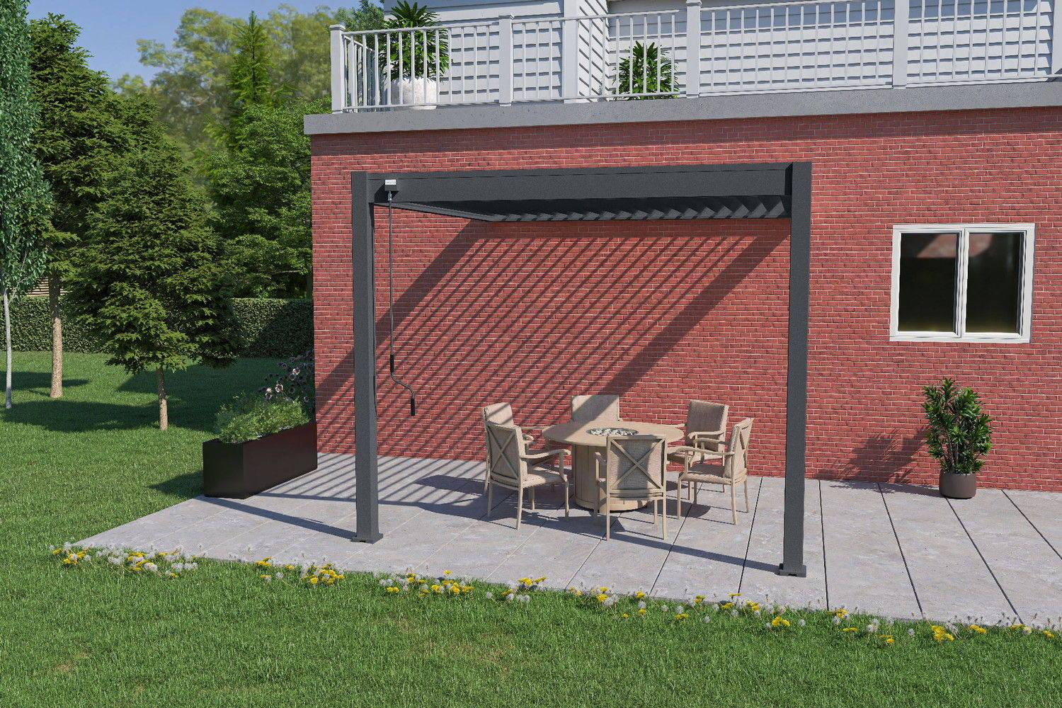 Ombrea - Pergola bioclimatique adossée anthracite - 300 x 300 x H. 258 cm Ombréa - Image 2