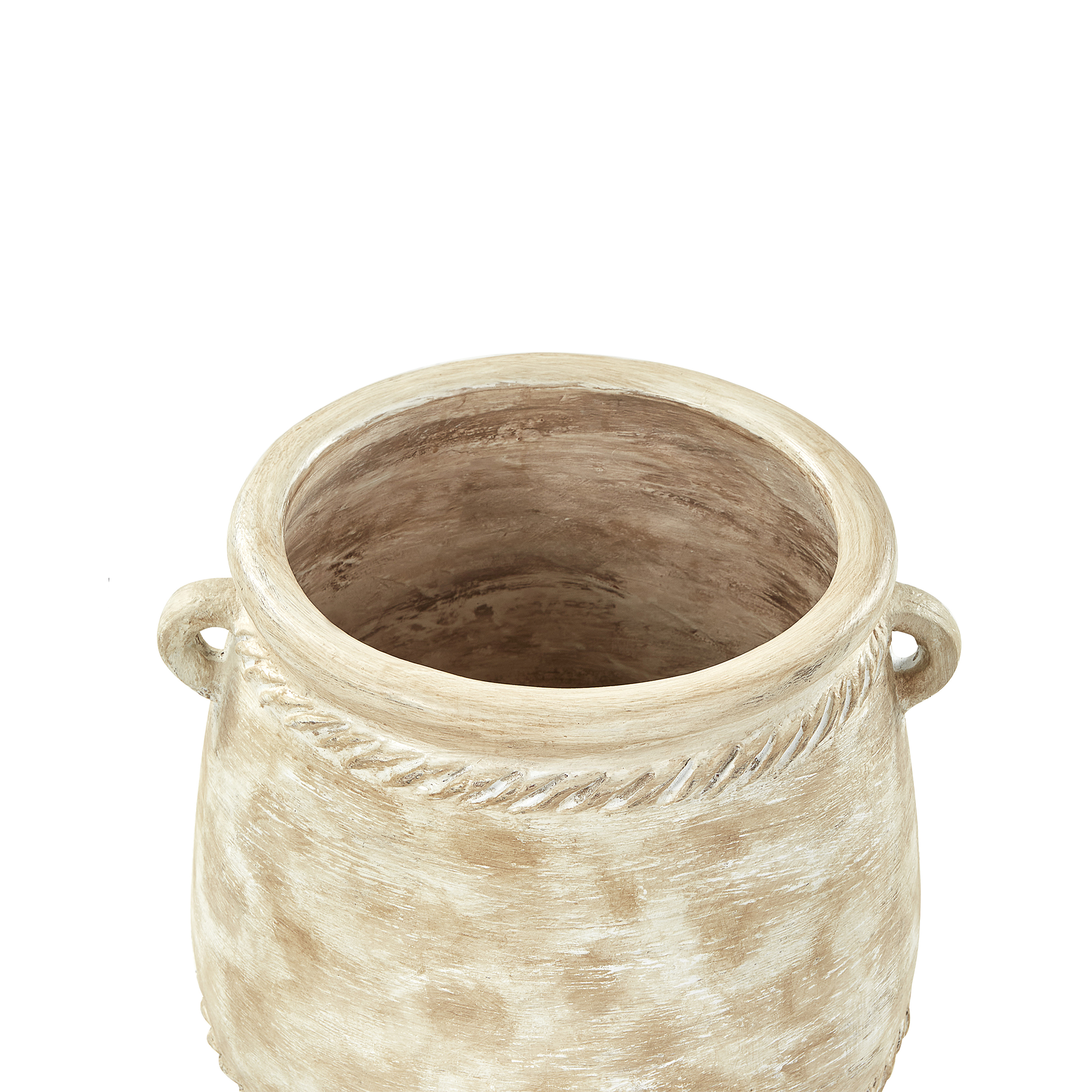 Beliani - Pot de Fleurs Beige en Terre Cuite 37 cm avec Poignées Jardin Intérieur Extérieur Accessoires de Salon - Image 4