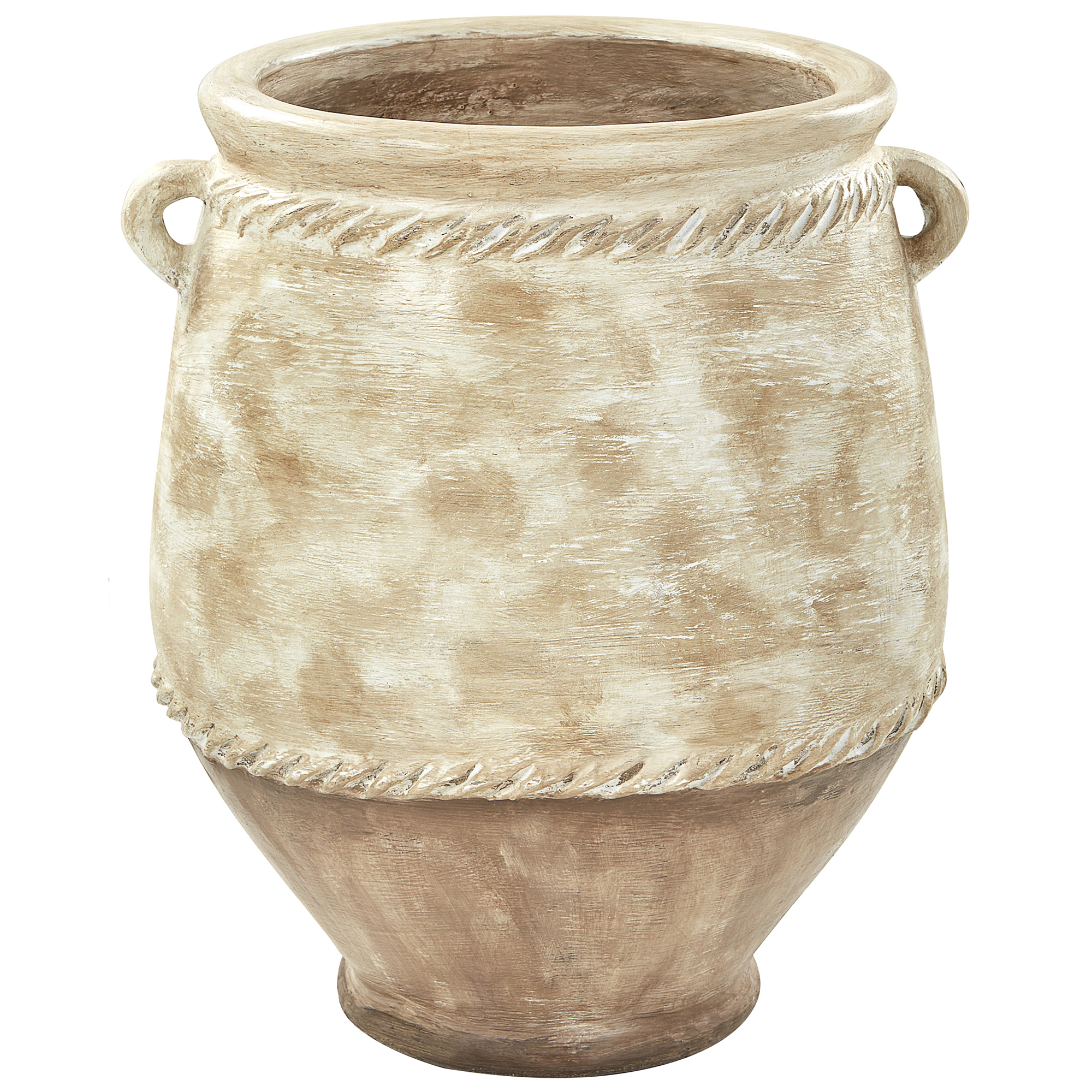 Beliani - Pot de Fleurs Beige en Terre Cuite 37 cm avec Poignées Jardin Intérieur Extérieur Accessoires de Salon - Image 1