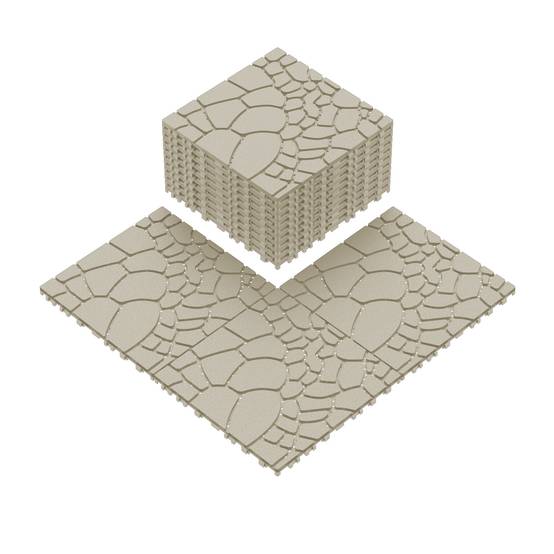 Dalles de terrasse clipsables aspect pierre PP balcon piscine 30,5x30,5cm beige lot de 44 - ComfortXL Outdoor Living - Image 1