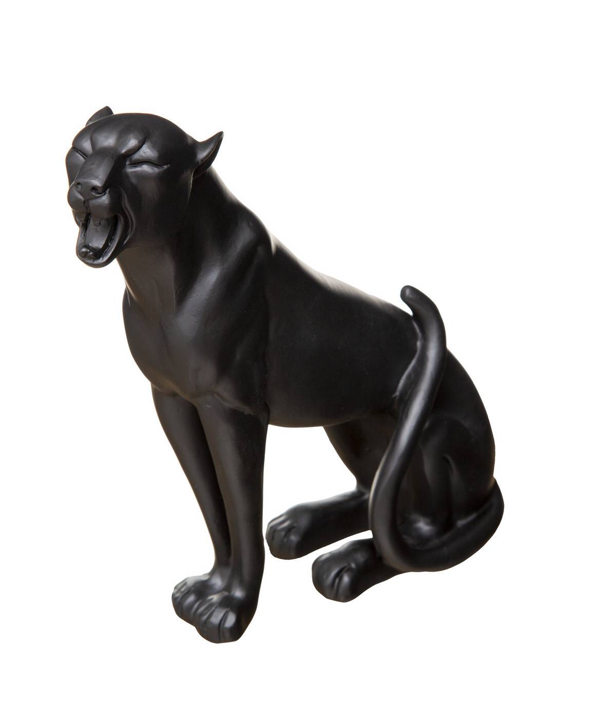 Statuette Léopard qui rugit en résine noir H 19.5 cm - Image 1