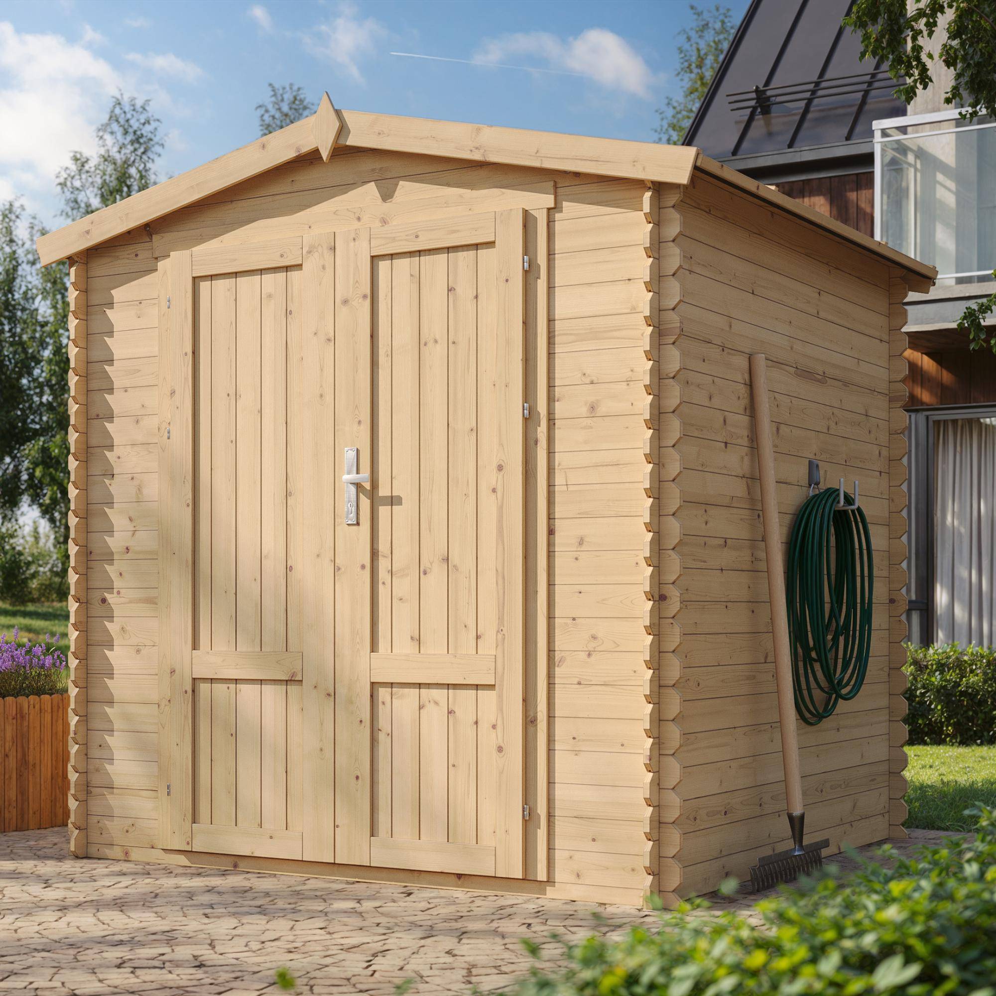Timbela - Abri de Jardin en Bois - 206x216xH218 cm / 3,53 m² - 19 mm d’épaisseur - Timbela M343F1 - Image 1