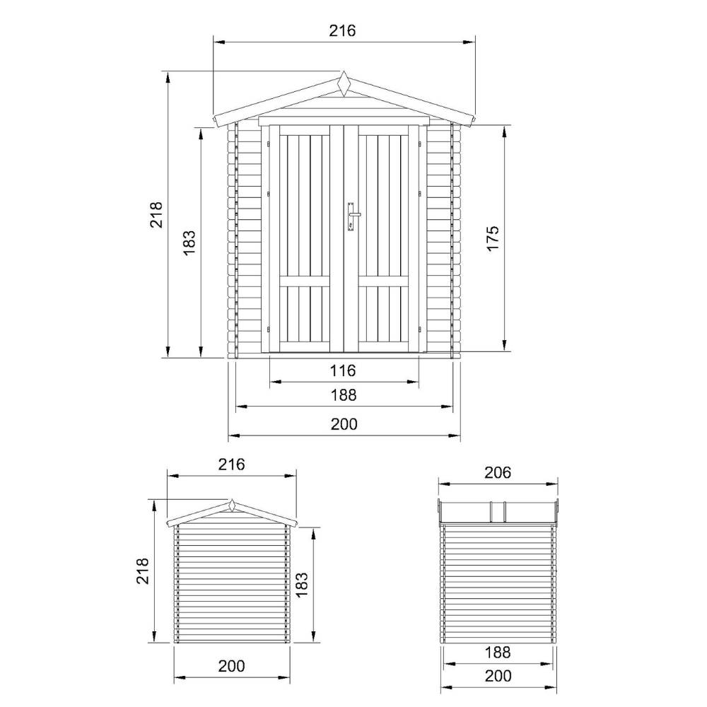 Timbela - Abri de Jardin en Bois - 206x216xH218 cm / 3,53 m² - 19 mm d’épaisseur - Timbela M343F1 - Image 5
