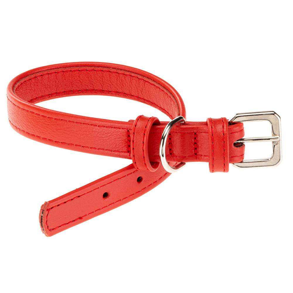 Ferplast - Collier pour Chiens VOGUE CF20/39, Cuir Véritable, Réglable, Boucle en Métal, Rouge - Image 1
