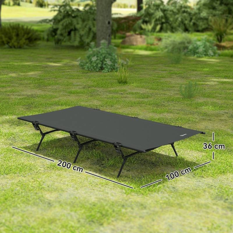 Lit De Camp Pliable Portable OHMG - Structure Aluminium, Tissu Oxford 600D, 190x64x42cm Avec Sac De Transport, Bleu