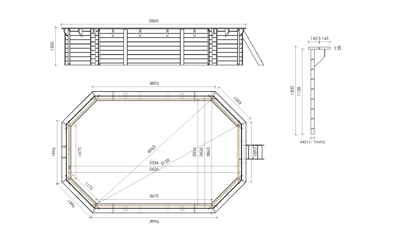 Altanka - Piscine en bois 5,86x3,86 - H.1,20 m - avec filtration - BAS747OSPI - Image 6