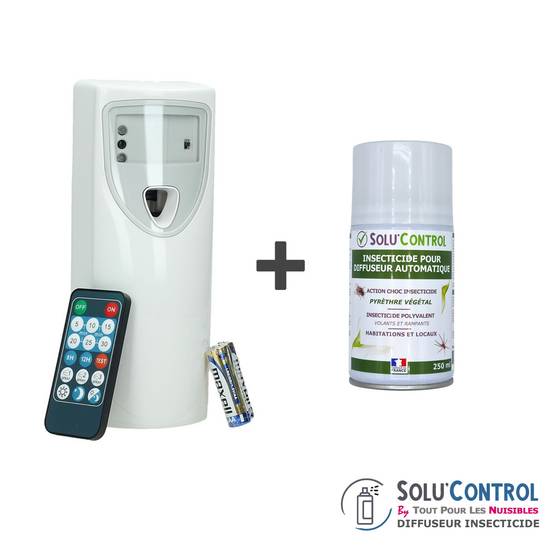 Tout pour les nuisibles - Kit Diffuseur Automatique avec télécommande + Aérosol au Pyrèthre Végétal 250 ml - Anti-Mouches & Anti-Moustiques - - Image 2