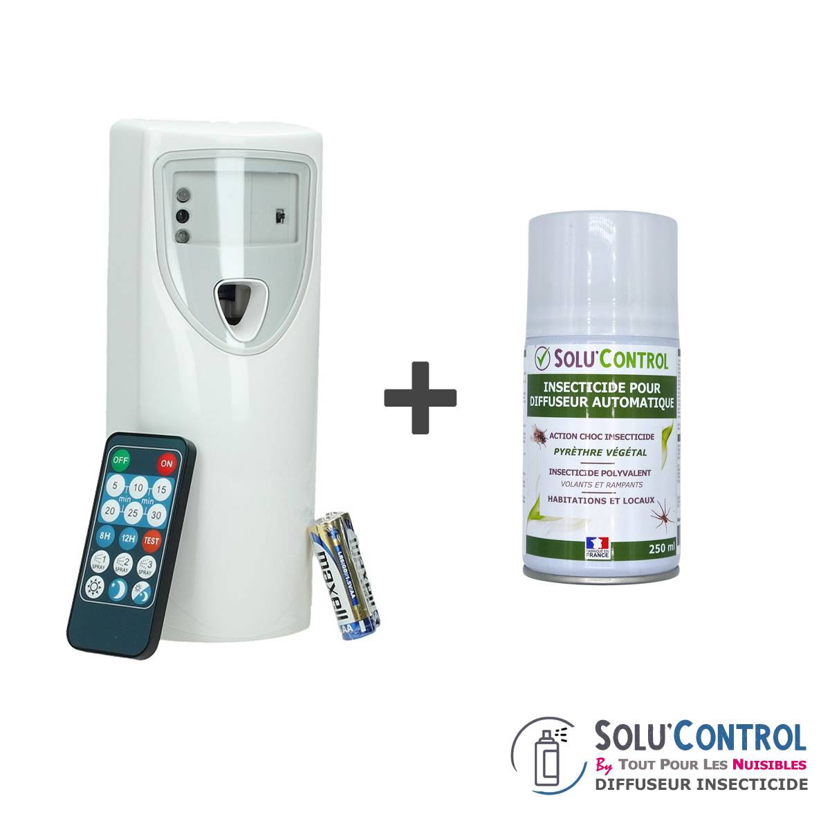 Tout pour les nuisibles - Kit Diffuseur Automatique avec télécommande + Aérosol  au Pyrèthre Végétal 250 ml - Anti-Mouches & Anti-Moustiques - - Image 2