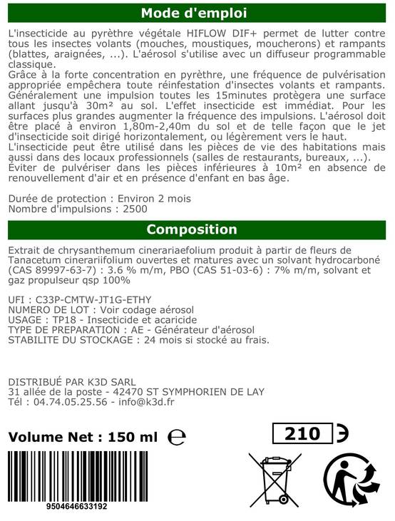 Tout pour les nuisibles - Kit Diffuseur Automatique avec télécommande + Aérosol au Pyrèthre Végétal 250 ml - Anti-Mouches & Anti-Moustiques - - Image 4