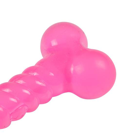 Set de 2 jouets balle et os rose 13 x 8 cm pour chien - Image 3