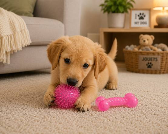 Set de 2 jouets balle et os rose 13 x 8 cm pour chien - Image 2