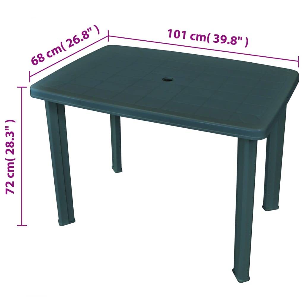 Table de jardin en plastique vert 101 x 68 x 72 cm - PANGIVO - Image 5