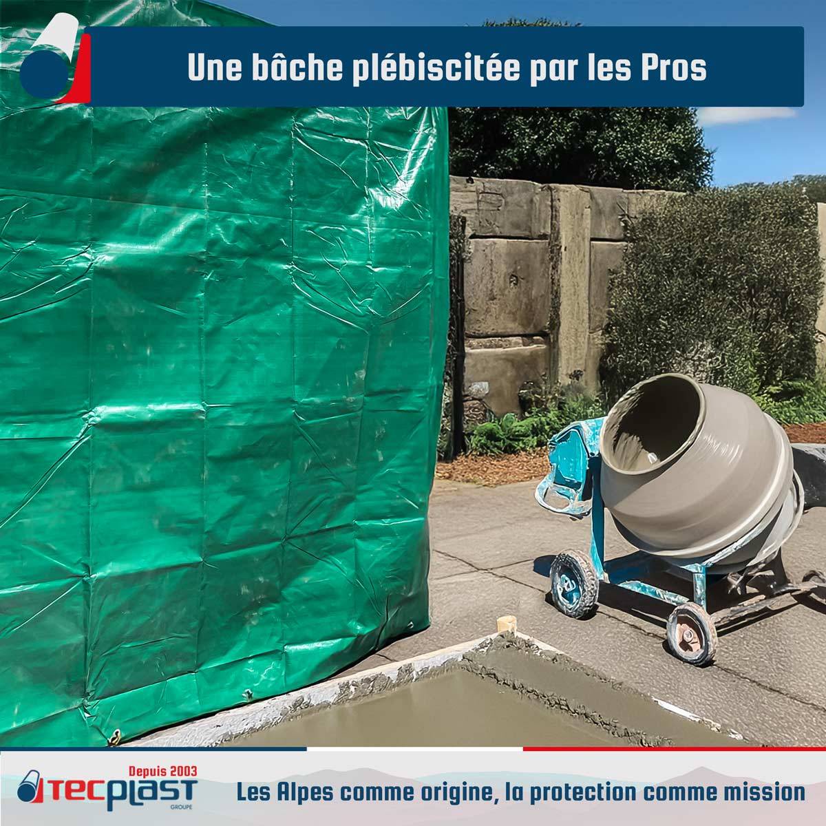 Tecplast - Bâche de Chantier 3x5 m HQ250CH Verte et Marron - Haute Performance - Bâche de protection étanche pour Travaux TECPLAST - Image 2