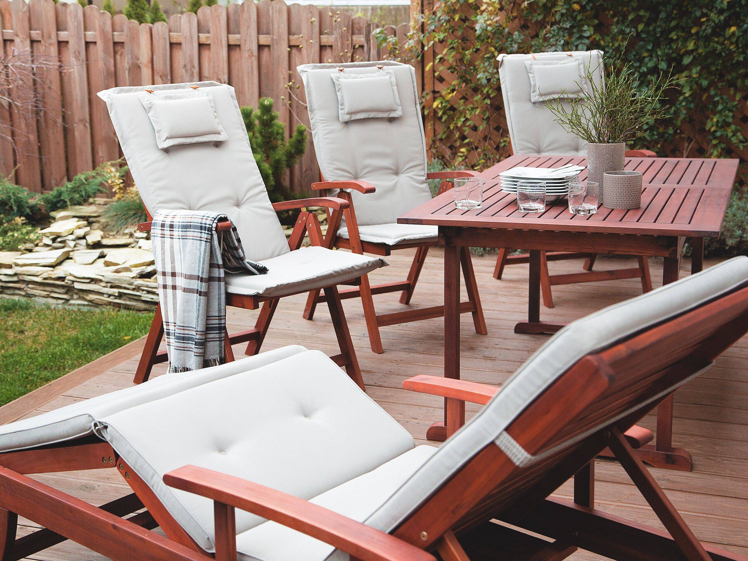 Beliani - Lot de 2 Coussins d'Assise Confortables pour Chaise de Jardin en Tissu Hydrofuge Anti UV Gris et Beige - Image 2