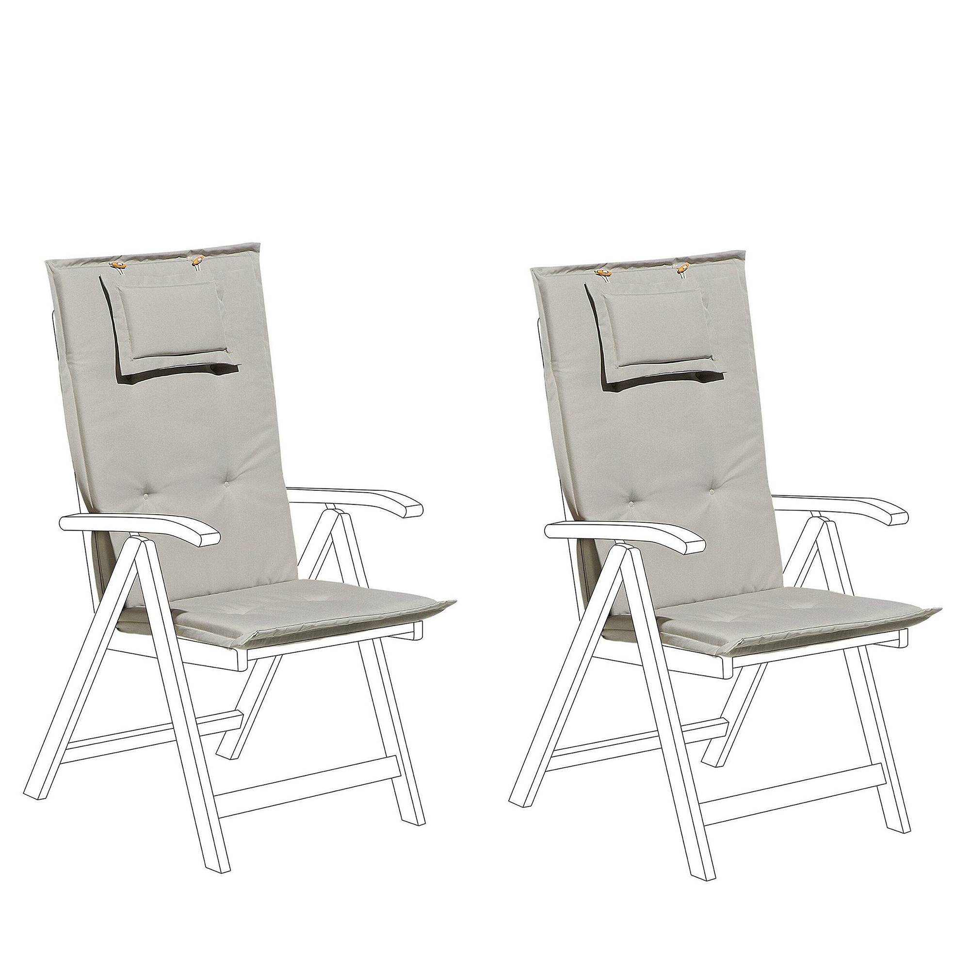 Beliani - Lot de 2 Coussins d'Assise Confortables pour Chaise de Jardin en Tissu Hydrofuge Anti UV Gris et Beige - Image 1