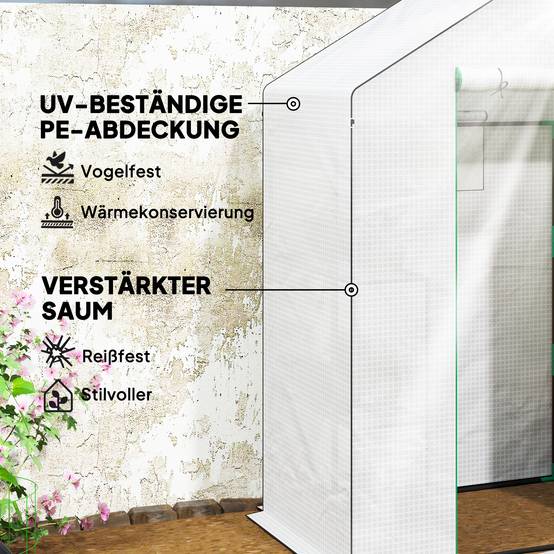 Serre de jardin acier pour culture protection UV 143x74x190cm blanc - ComfortXL Outdoor Living - Image 7