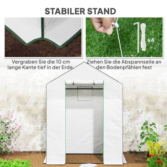 Serre de jardin acier pour culture protection UV 143x74x190cm blanc - ComfortXL Outdoor Living - Image 9
