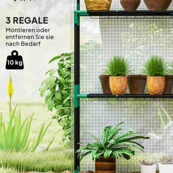Serre de jardin acier pour culture protection UV 143x74x190cm blanc - ComfortXL Outdoor Living - Image 6