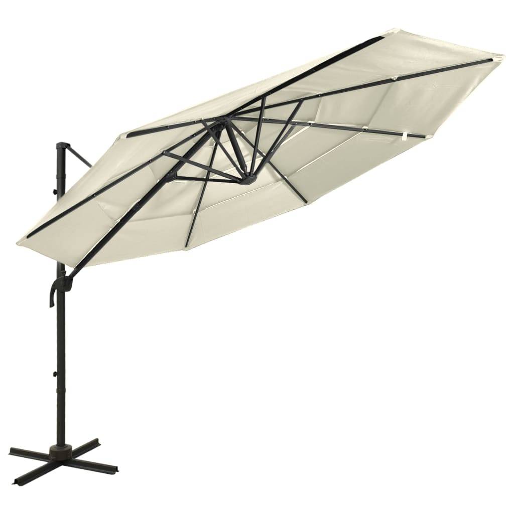 Helloshop26 - Parasol à 4 niveaux avec mât en aluminium 3 x 3 m sable - Image 1