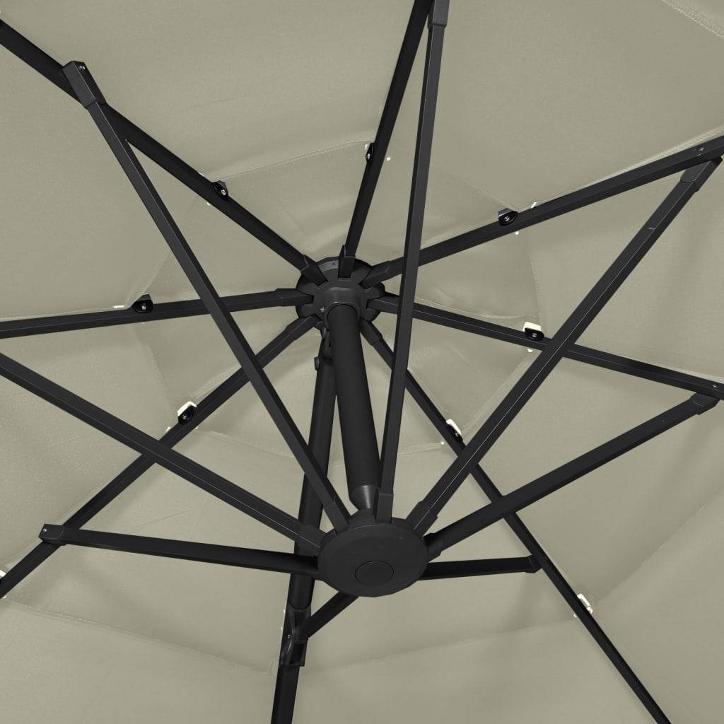 Helloshop26 - Parasol à 4 niveaux avec mât en aluminium 3 x 3 m sable - Image 6