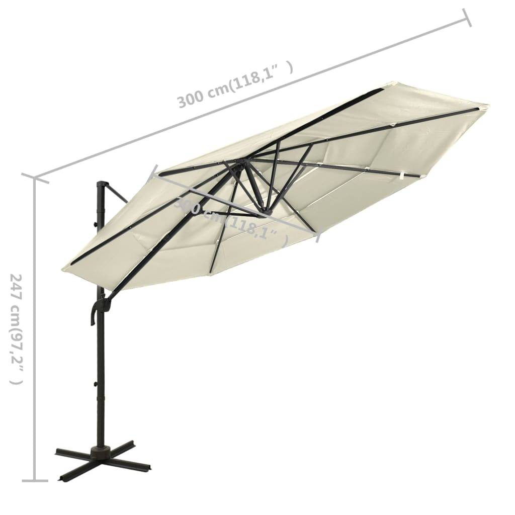 Helloshop26 - Parasol à 4 niveaux avec mât en aluminium 3 x 3 m sable - Image 7
