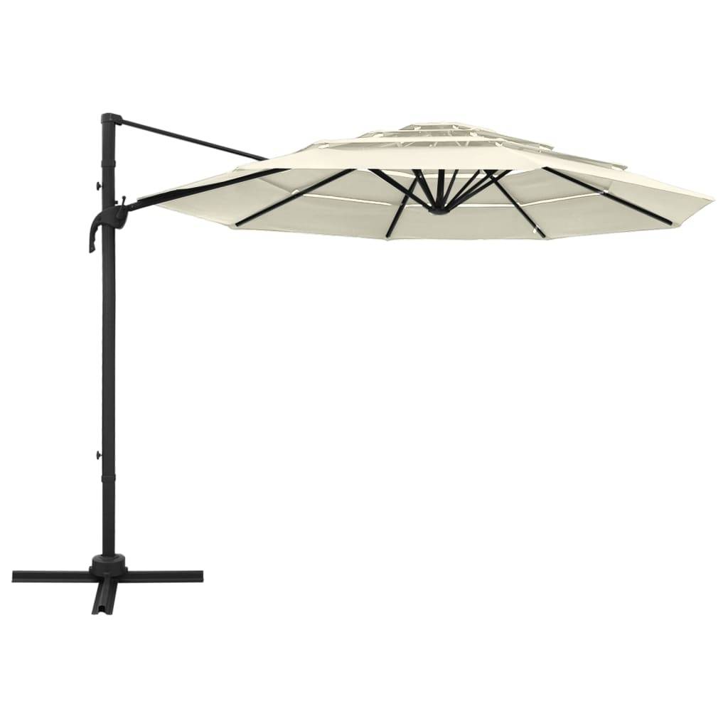 Helloshop26 - Parasol à 4 niveaux avec mât en aluminium 3 x 3 m sable - Image 2