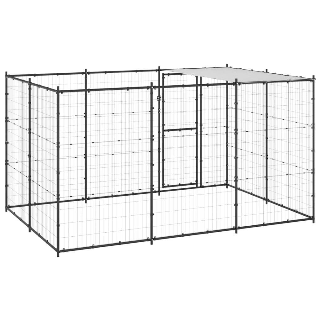 Helloshop26 - Chenil extérieur cage enclos parc animaux chien extérieur acier avec toit 7,26 m² - Image 5