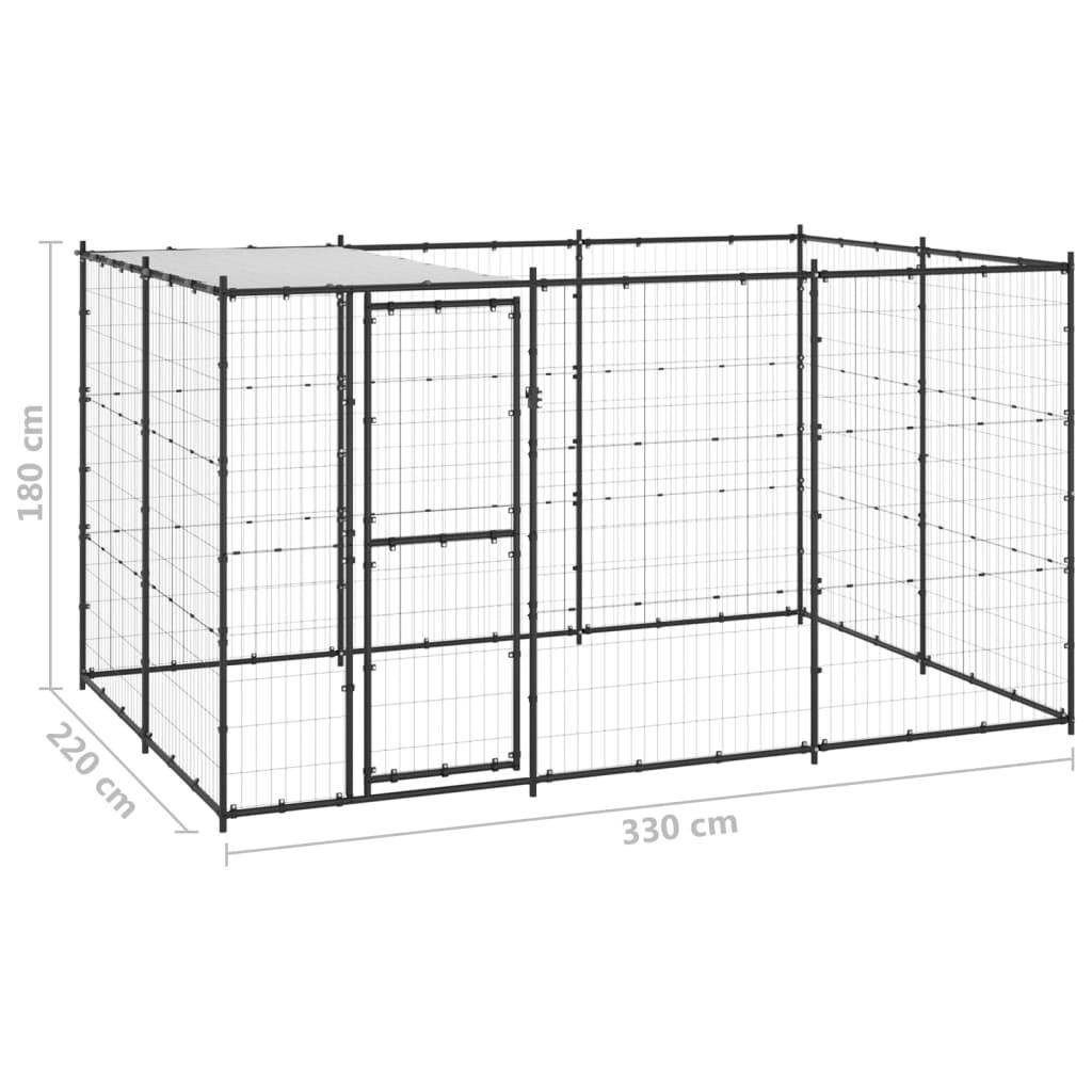 Helloshop26 - Chenil extérieur cage enclos parc animaux chien extérieur acier avec toit 7,26 m² - Image 2