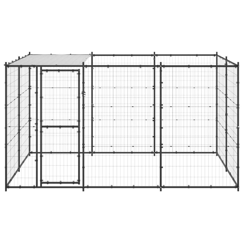 Helloshop26 - Chenil extérieur cage enclos parc animaux chien extérieur acier avec toit 7,26 m² - Image 3