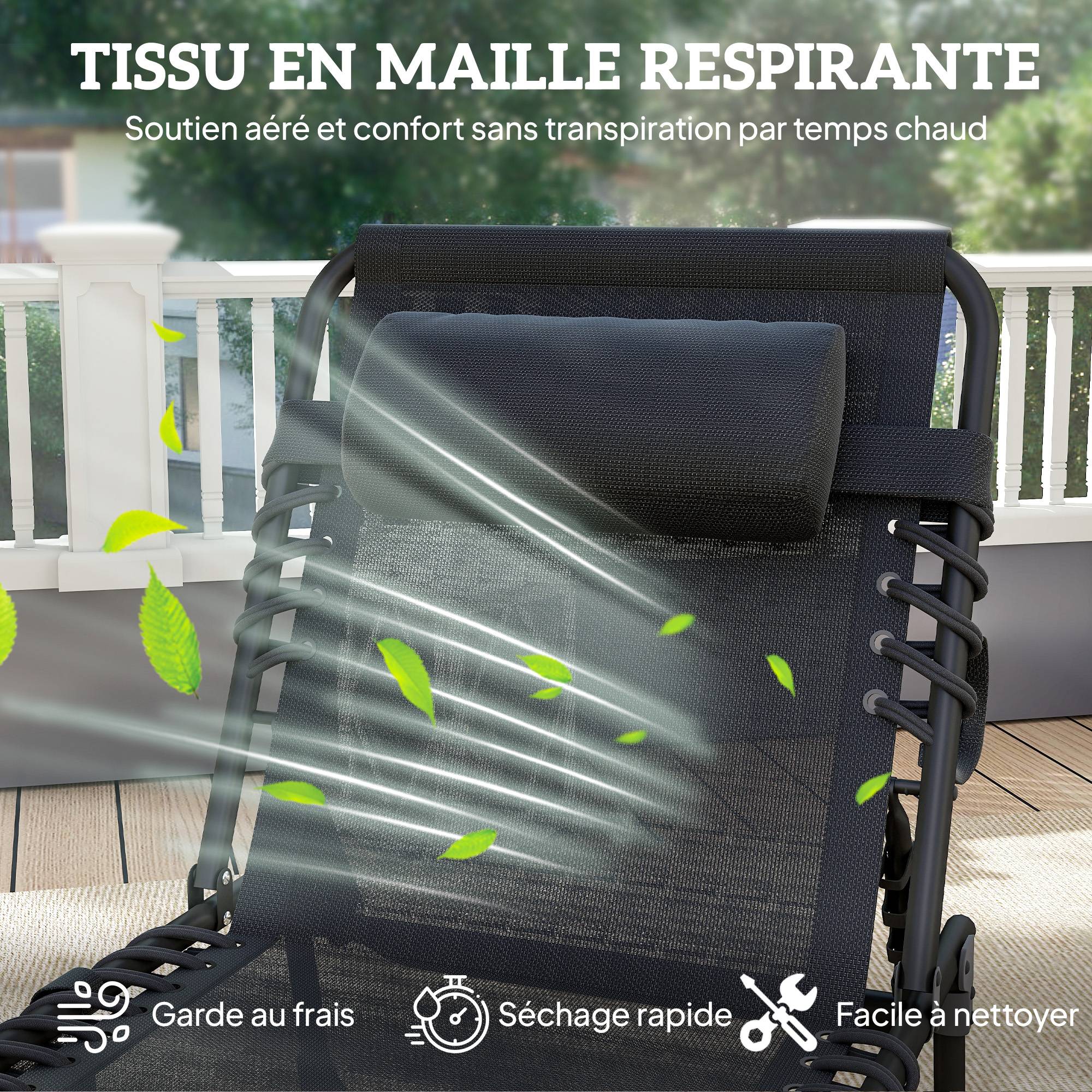 Outsunny - Transat pliable portable dossier réglable - Image 6