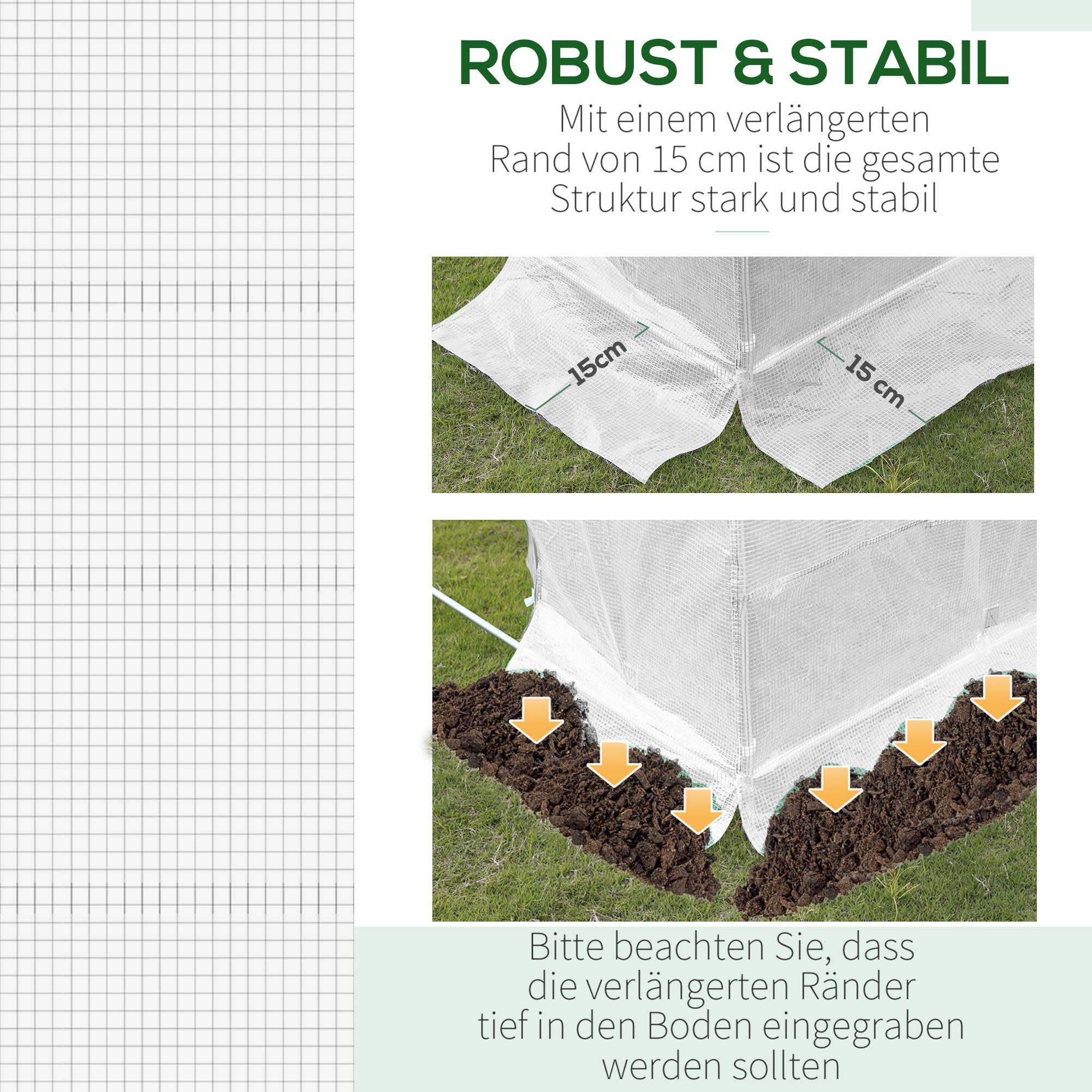 Bâche Rechange Serre Tunnel 18m² PE Blanc Anti-UV 12 Fenêtres 600x300x200cm - ComfortXL Outdoor Living - Image 5
