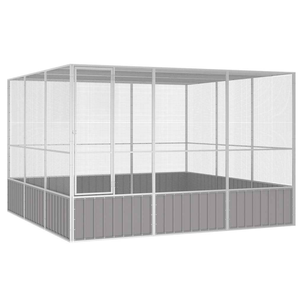 Volière Géante Acier Galvanisé Robuste Jardin Gris 302,5x324,5cm - ComfortXL Outdoor Living - Image 1