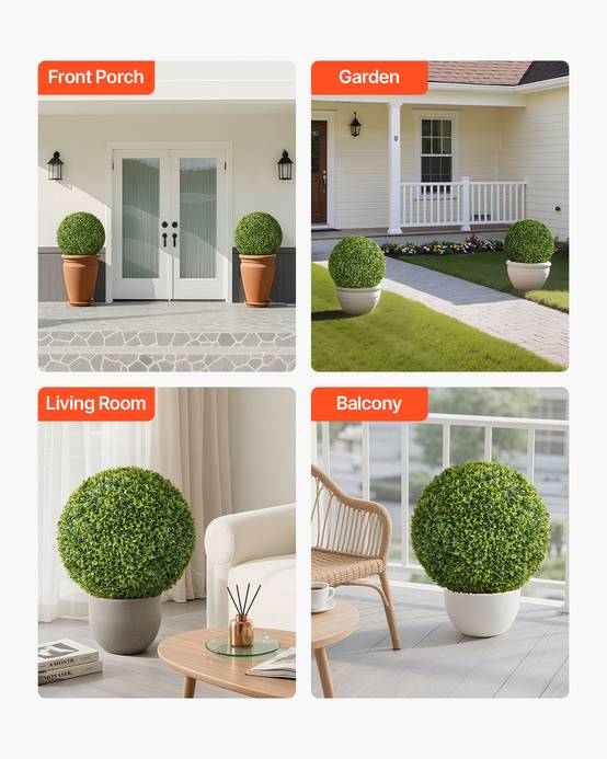 VEVOR Boule Buis Topiaire Artificiel Extérieur Fausse Plante Demi-sphère 584 mm - Image 6