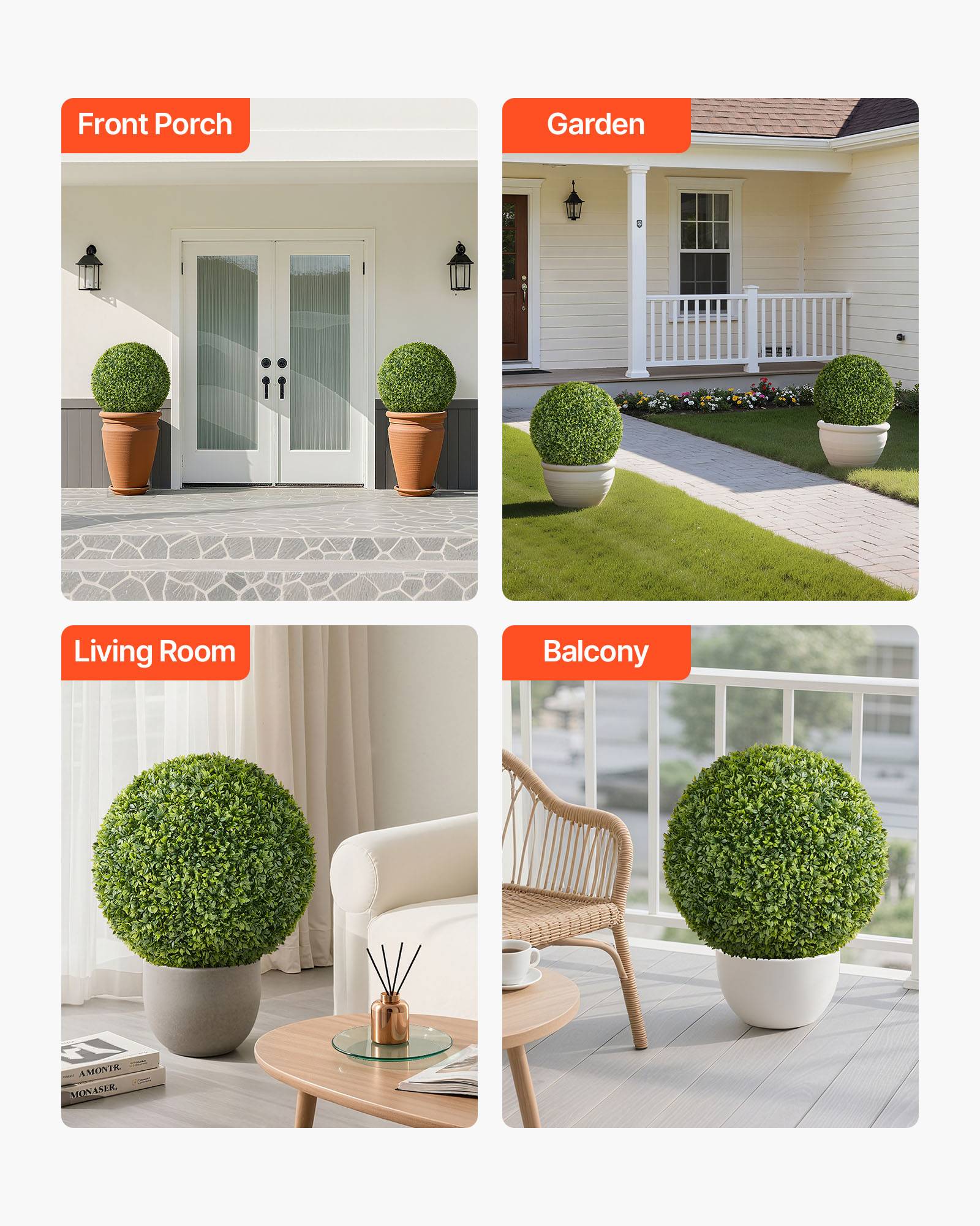 VEVOR Boule Buis Topiaire Artificiel Extérieur Fausse Plante Demi-sphère 584 mm - Image 6