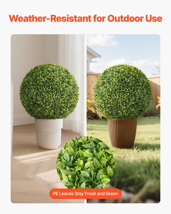 VEVOR Boule Buis Topiaire Artificiel Extérieur Fausse Plante Demi-sphère 584 mm - Image 3