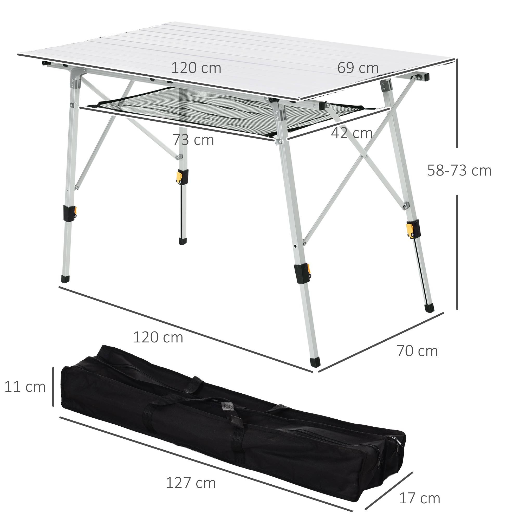 ComfortXL - Table pliante aluminium camping jardin 6 personnes hauteur réglable 120x70 cm gris - ComfortXL Outdoor Living - Image 5