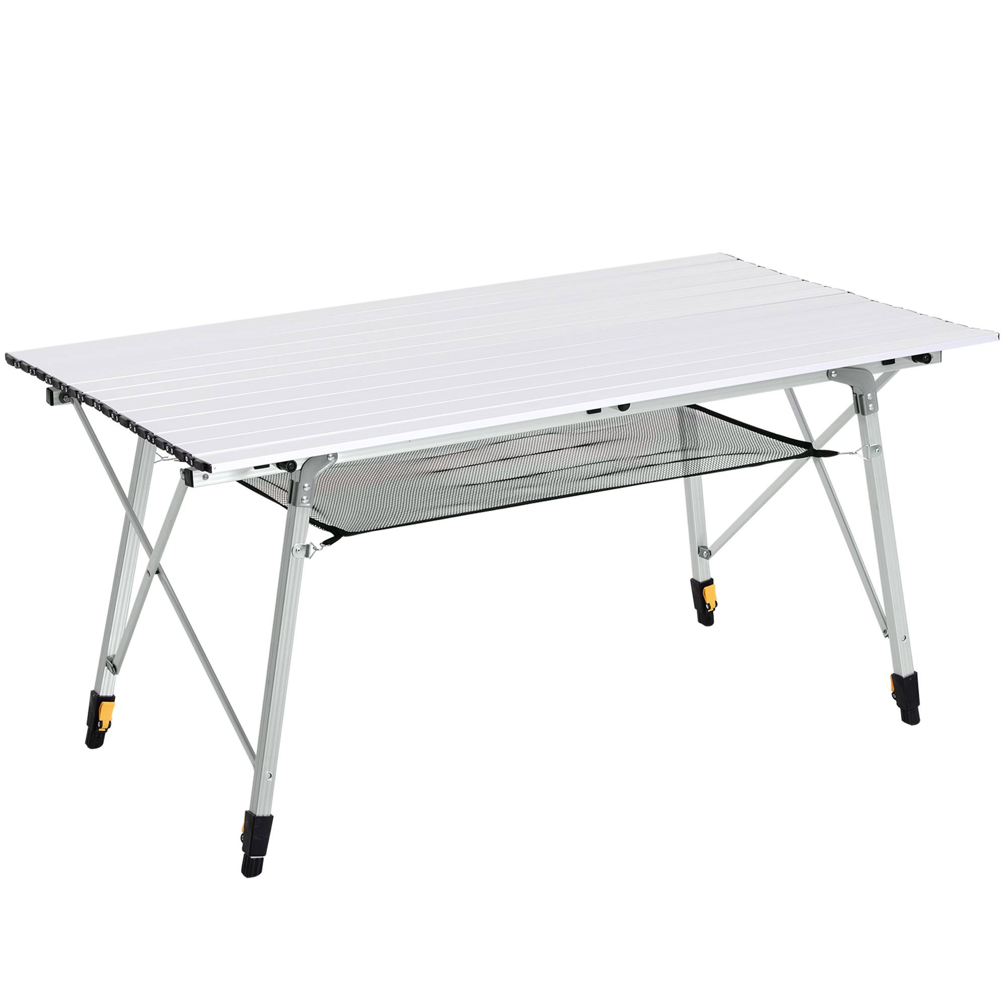 ComfortXL - Table pliante aluminium camping jardin 6 personnes hauteur réglable 120x70 cm gris - ComfortXL Outdoor Living - Image 1