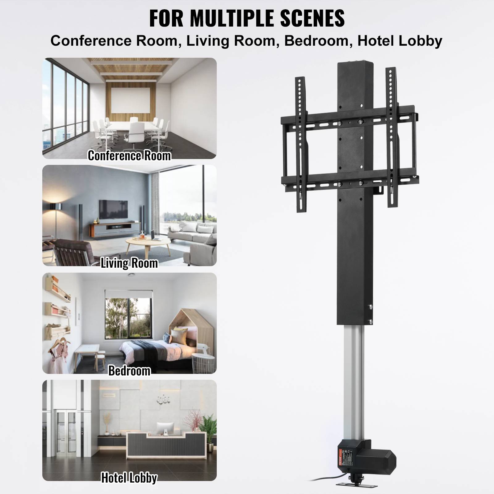 VEVOR Support TV universel 26-50", hauteur réglable 94.5-164.5cm, charge 60kg, moteur 1000N, 48.5x97.4cm. - Image 6