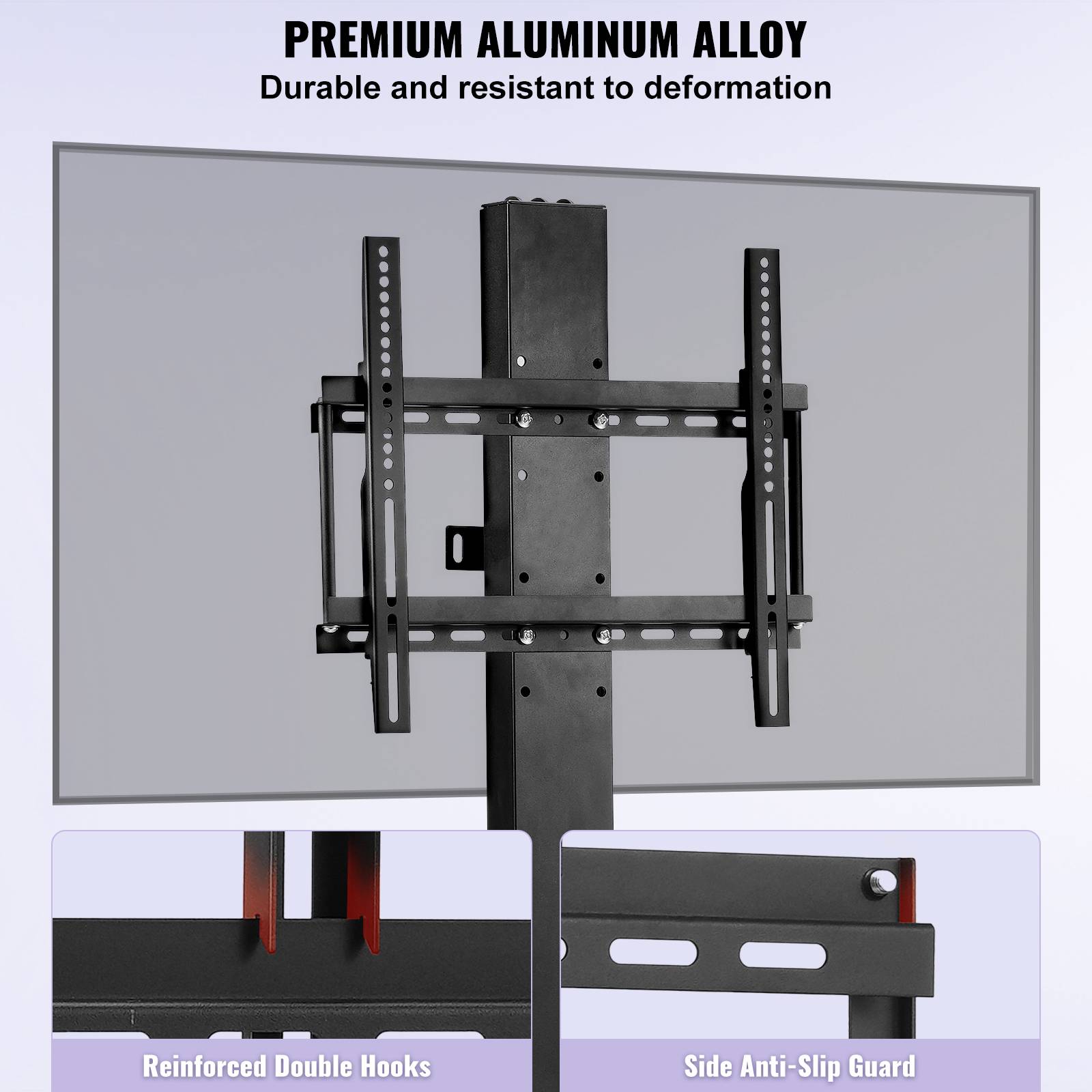 VEVOR Support TV universel 26-50", hauteur réglable 94.5-164.5cm, charge 60kg, moteur 1000N, 48.5x97.4cm. - Image 3