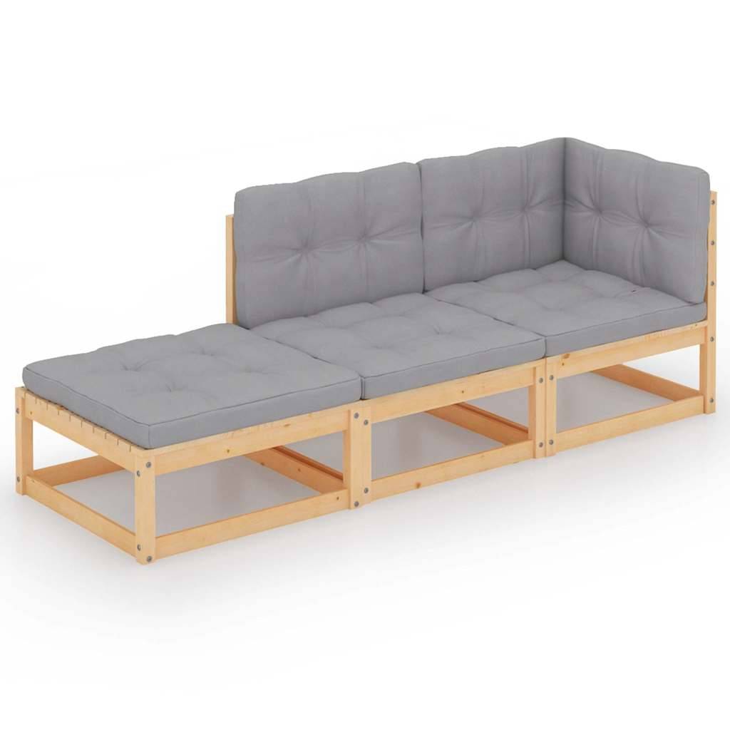Vidaxl - Salon de jardin 3 pcs-Mobilier de jardin-Meuble de jardin avec coussins Bois de pin massif 388748 - Image 2