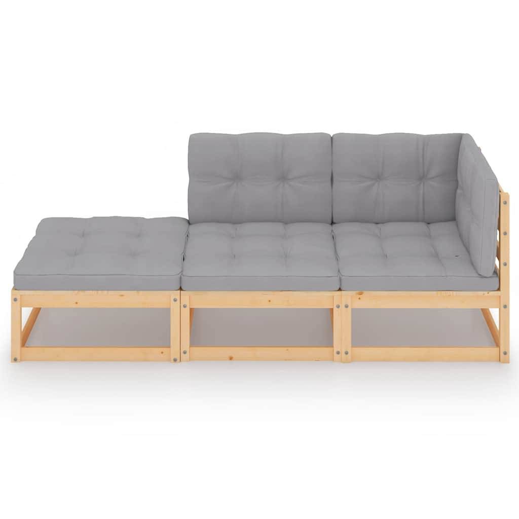 Vidaxl - Salon de jardin 3 pcs-Mobilier de jardin-Meuble de jardin avec coussins Bois de pin massif 388748 - Image 3