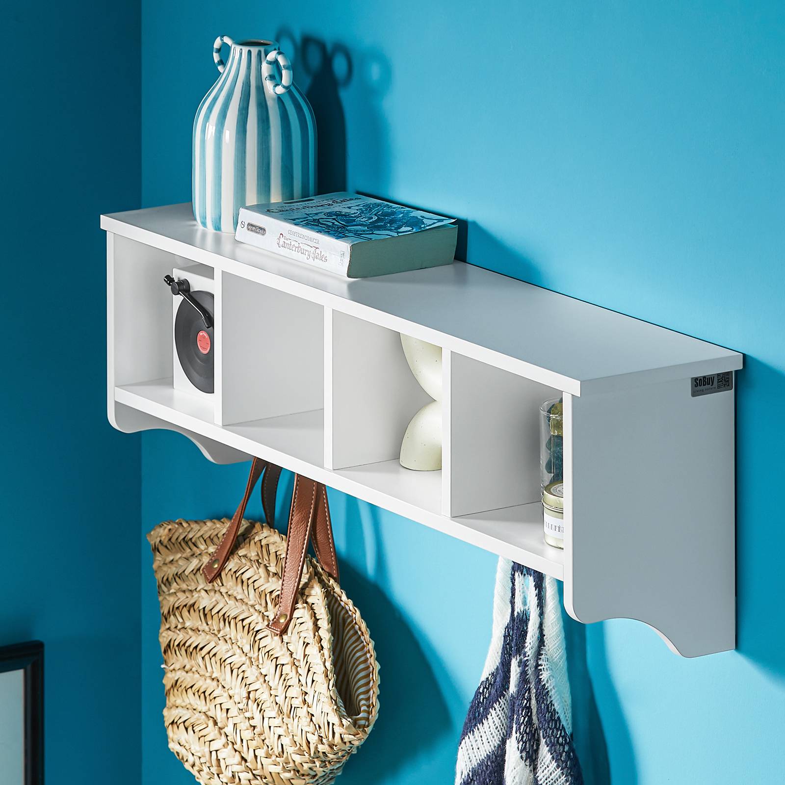 Plateau tournant avec 2 tiroirs en MDF blanc