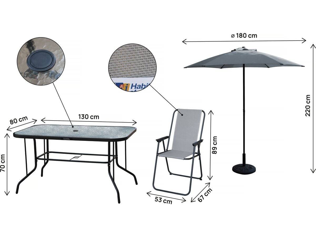 Habitat Et Jardin - Table Et Chaises De Jardin Avec Parasol En Métal "convivia" - 6 Places - Gris Clair -habitat Et Jardin - Image 3