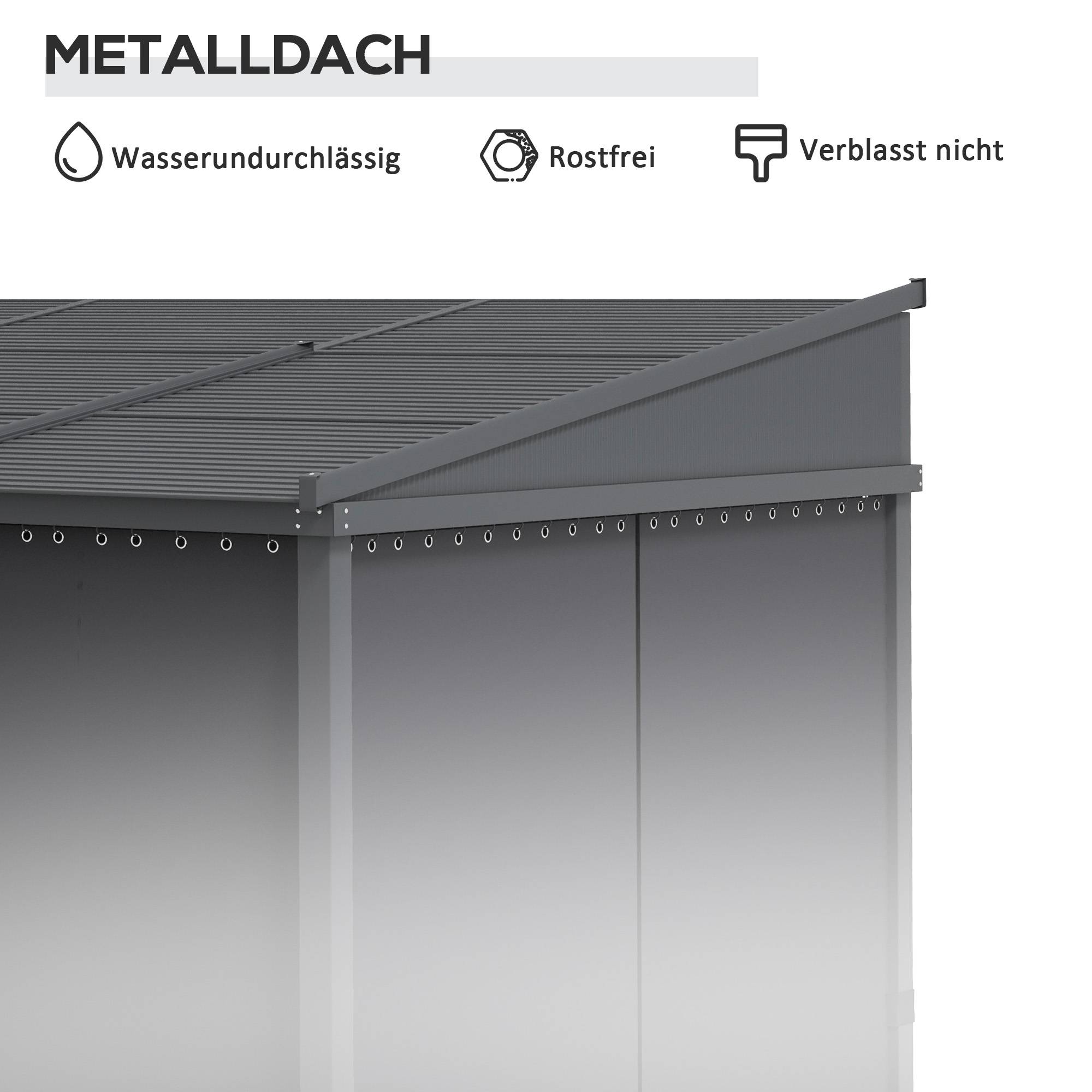 ComfortXL - Pergola aluminium toit polycarbonate coulissant rideaux terrasse 365x255cm gris - ComfortXL Outdoor Living - Image 7