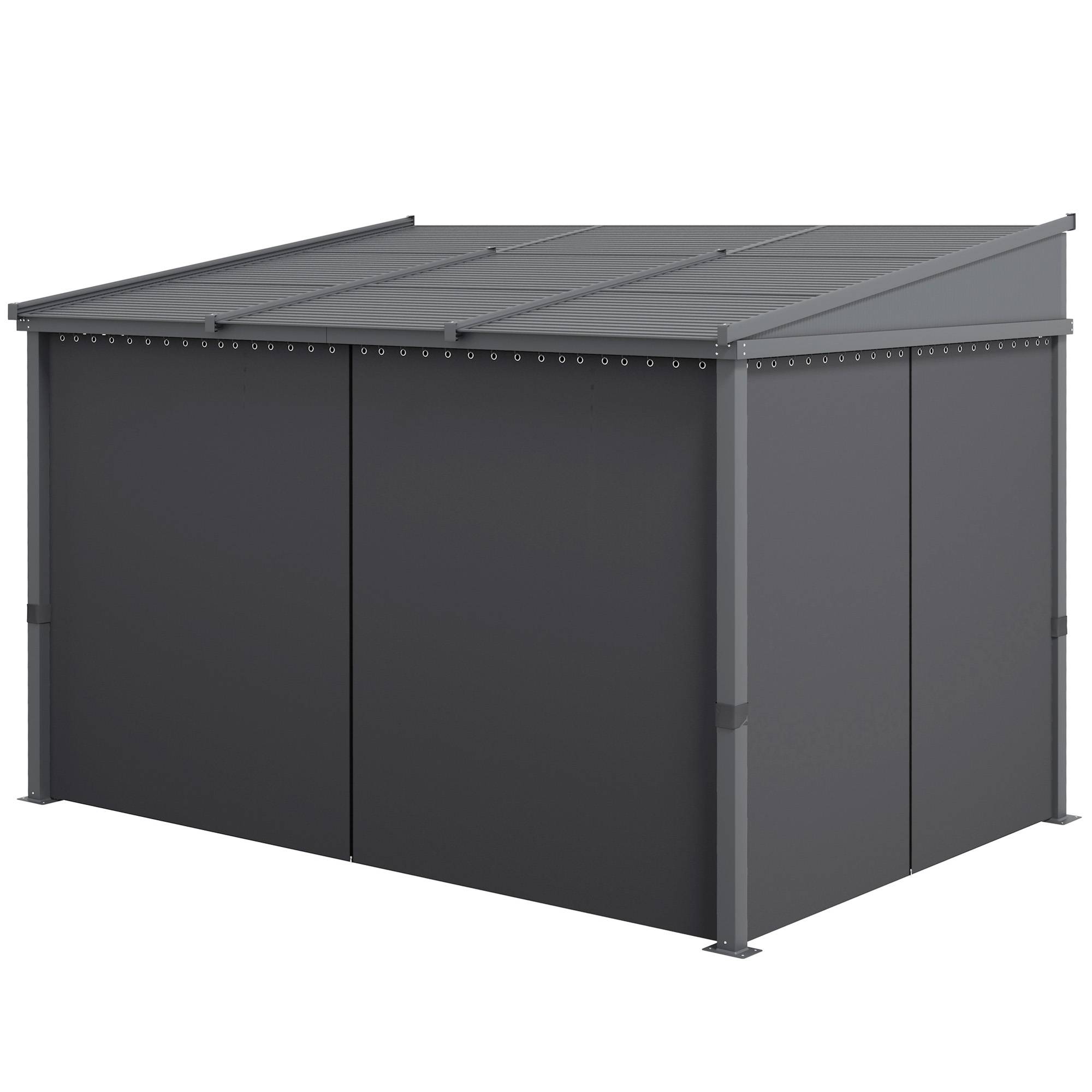 ComfortXL - Pergola aluminium toit polycarbonate coulissant rideaux terrasse 365x255cm gris - ComfortXL Outdoor Living - Image 2