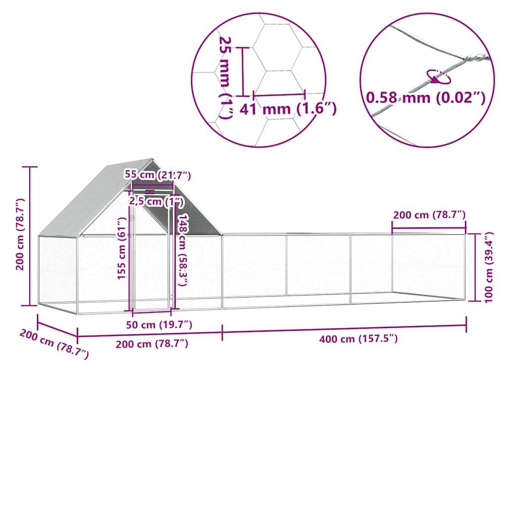 Vidaxl - Poulailler 6 x 2 x 2 m Acier galvanisé vidaXL 144557 - Image 6
