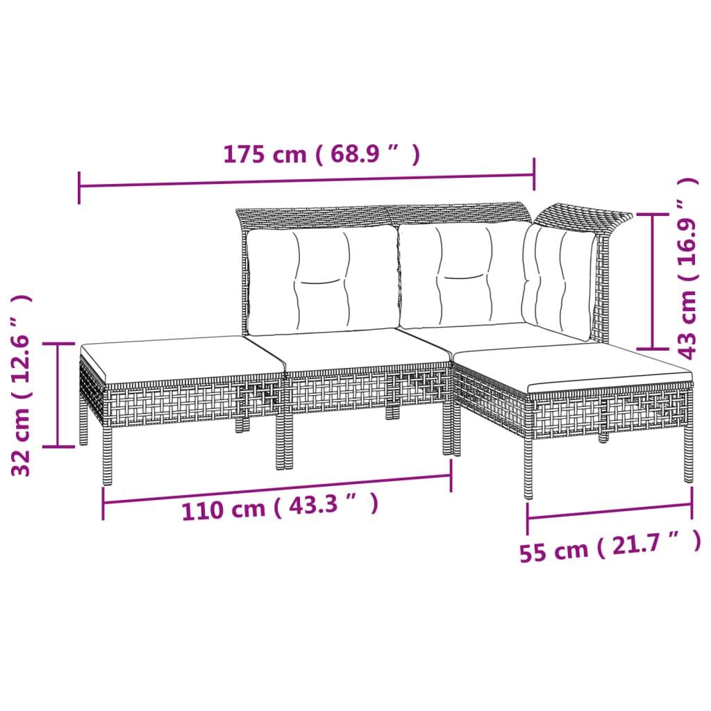 Helloshop26 - Salon de jardin meuble d'extérieur ensemble de mobilier 8 pièces avec coussins gris résine tressée - Image 5