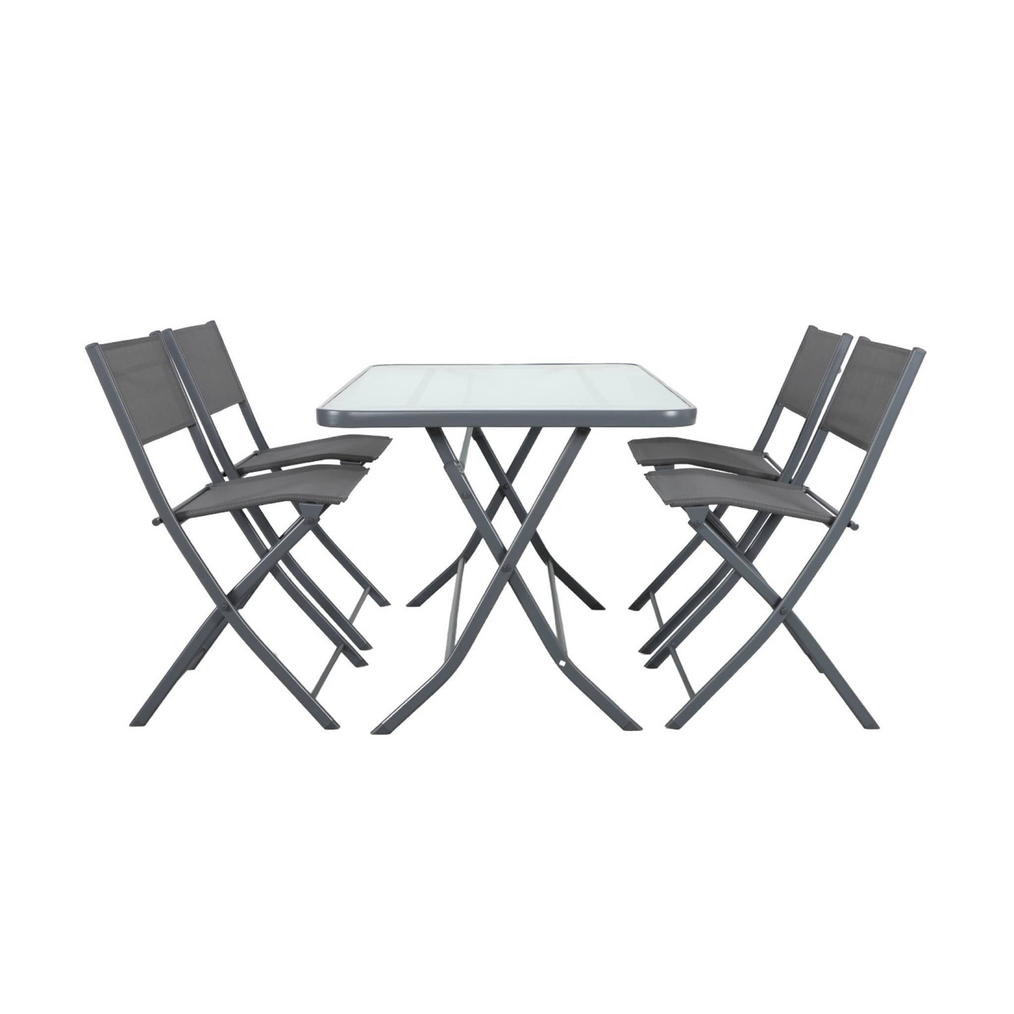 sweeek - Table de jardin pliante acier + 4 assises textilène anthracite - Ancona | sweeek - Image 5