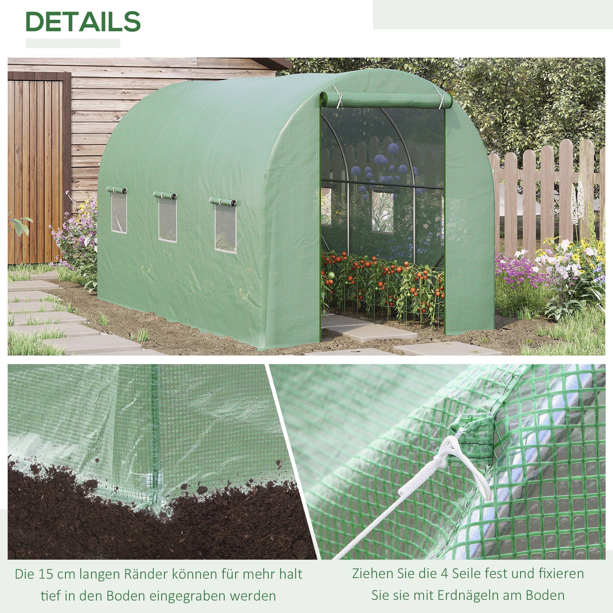 Serre Tunnel Jardin 7m² Acier PE Protection Tomates 350x200cm - ComfortXL Outdoor Living - Image 5